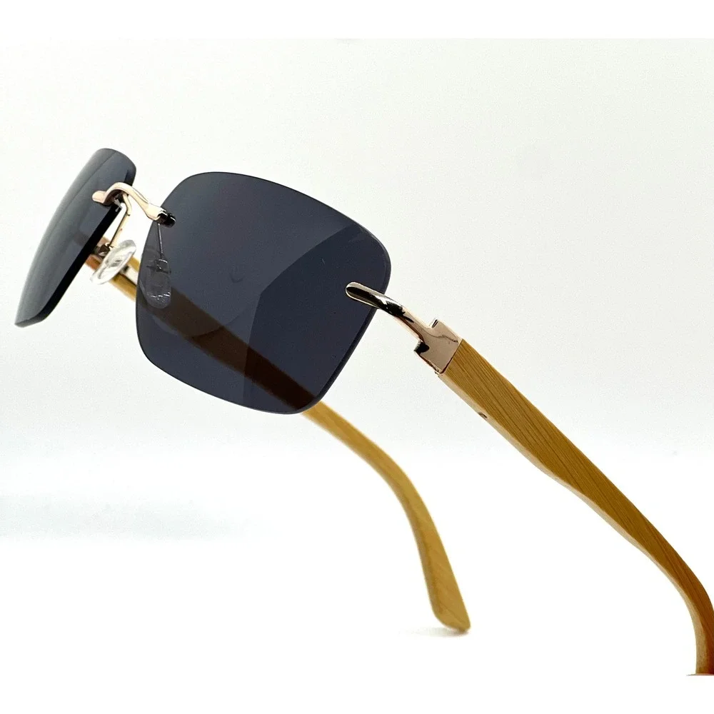 Sunglasses Men Dark Black Lens Driving Fishing Wood Frame Street Designer HipHop